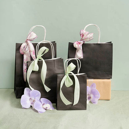 Kraft Paper Bag Shopper Mini Black Pack 10 (140Wx75Gx165mmH)