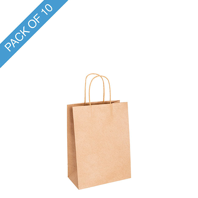 Kraft Paper Bag Shopper Mini Brown Pack 10 (140Wx75Gx165mmH)