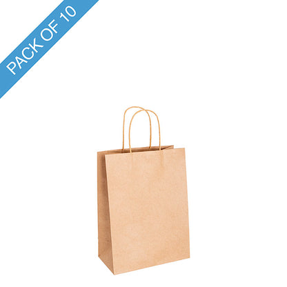 Kraft Paper Bag Shopper Mini Brown Pack 10 (140Wx75Gx165mmH)