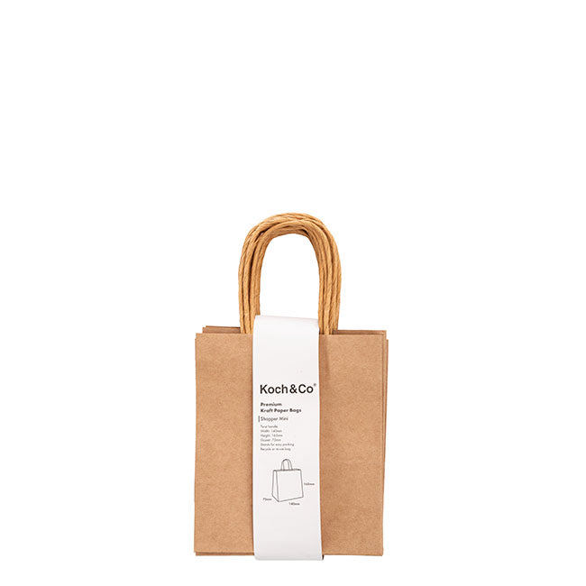 Kraft Paper Bag Shopper Mini Brown Pack 10 (140Wx75Gx165mmH)