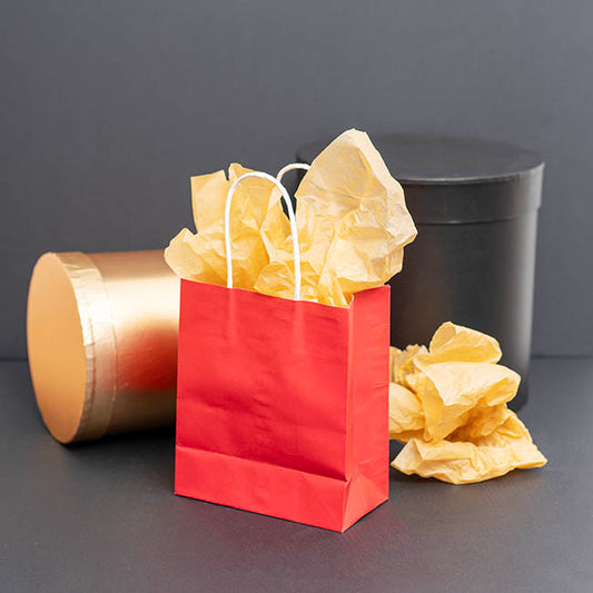 Kraft Paper Bag Shopper Mini Red Pack 10 (140Wx75Gx165mmH)