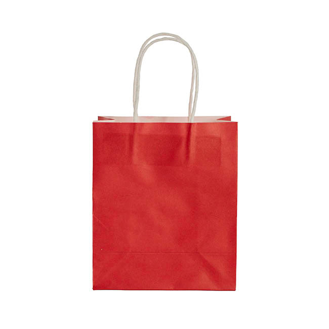 Kraft Paper Bag Shopper Mini Red Pack 10 (140Wx75Gx165mmH)