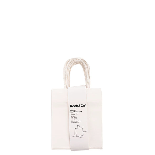 Kraft Paper Bag Shopper Mini White Pack 10 (140Wx75Gx165mmH)
