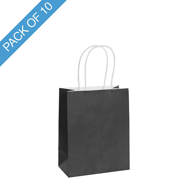 Kraft Paper Bag Shopper Small Black Pk10 (180Wx85Gx215mmH)