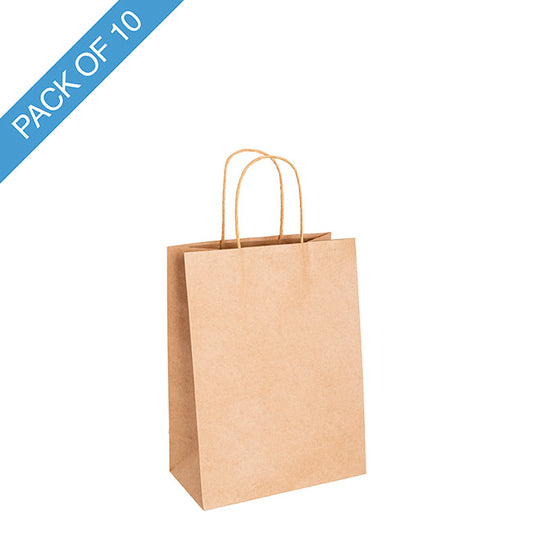 Kraft Paper Bag Shopper Small Brown Pk10 (180Wx85Gx215mmH)
