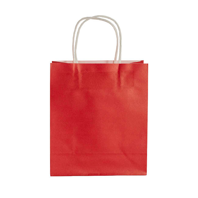 Kraft Paper Bag Shopper Small Red Pk10 (180Wx85Gx215mmH)