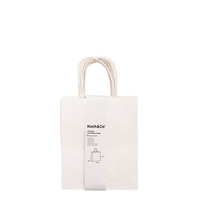 Kraft Paper Bag Shopper Small White Pk10 (180Wx85Gx215mmH)