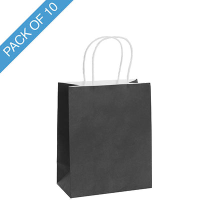 Kraft Paper Bag Shopper Medium Black Pk10 (205Wx110Gx275mmH)