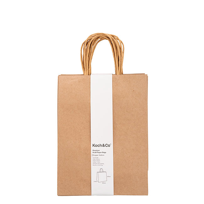 Kraft Paper Bag Shopper Medium Brown Pk10 (205Wx110Gx275mmH)
