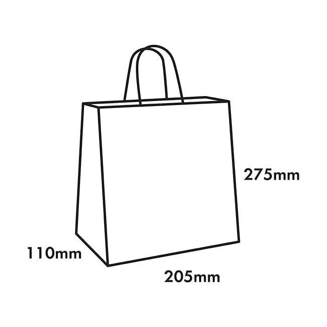Kraft Paper Bag Shopper Medium White Pk10 (205Wx110Gx275mmH)