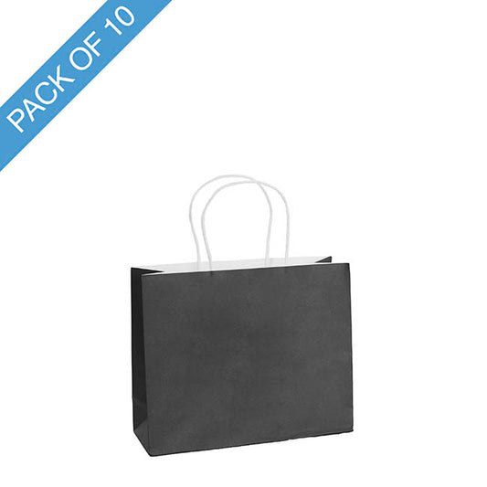 Kraft Paper Bag Boutique Med Black Pk10 (220Wx80Gx180mmH)