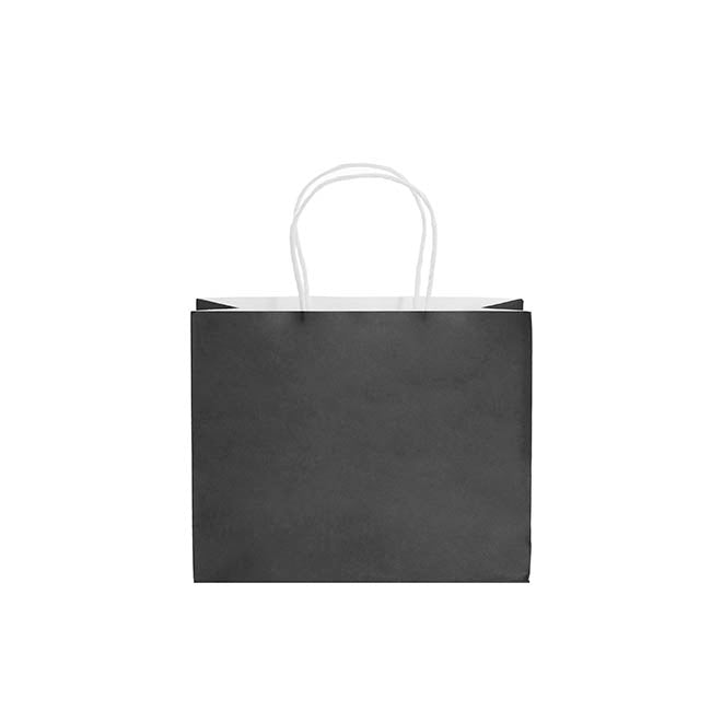 Kraft Paper Bag Boutique Med Black Pk10 (220Wx80Gx180mmH)
