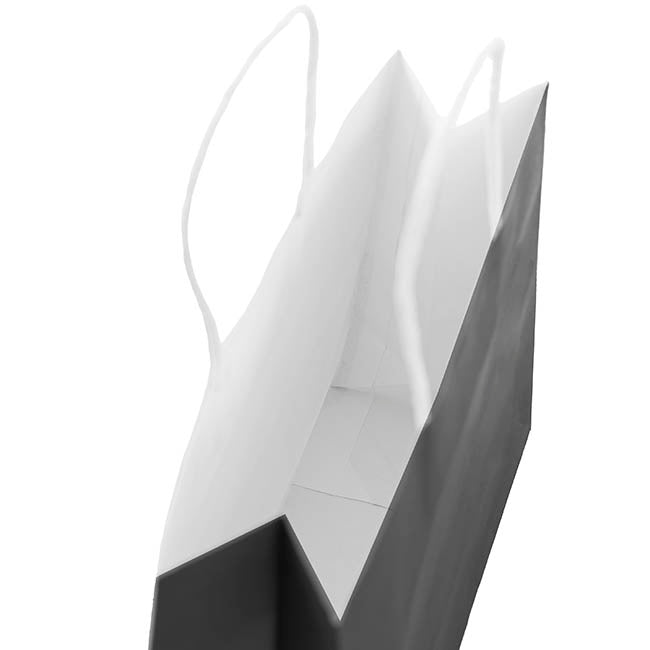 Kraft Paper Bag Boutique Med Black Pk10 (220Wx80Gx180mmH)