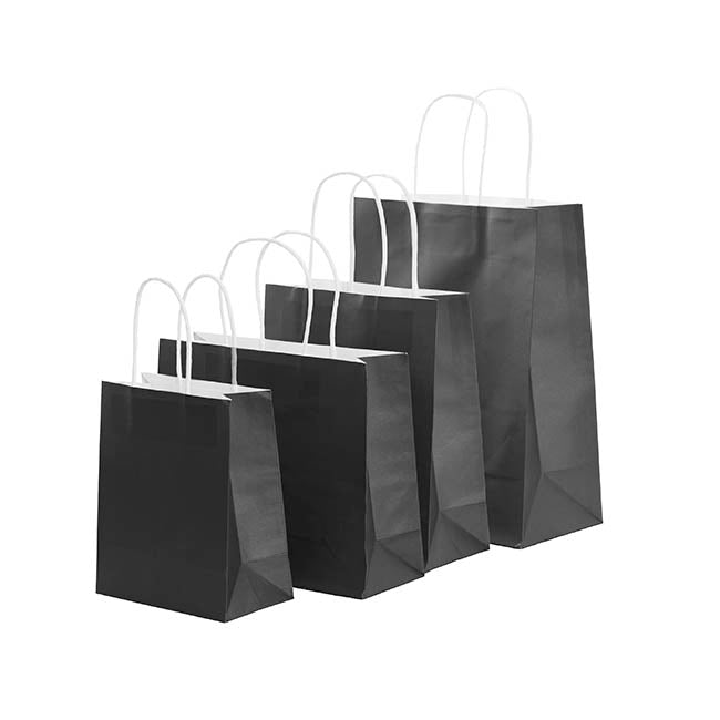 Kraft Paper Bag Boutique Med Black Pk10 (220Wx80Gx180mmH)