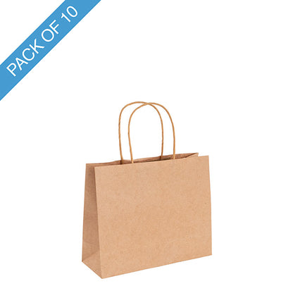 Kraft Paper Bag Boutique Med Brown Pk10 (220Wx80Gx180mmH)