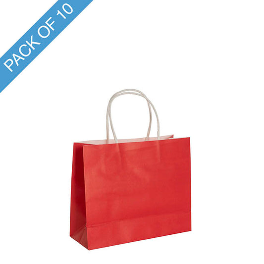 Kraft Paper Bag Boutique Med Red Pk10 (220Wx80Gx180mmH)