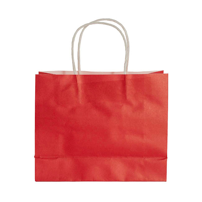 Kraft Paper Bag Boutique Med Red Pk10 (220Wx80Gx180mmH)
