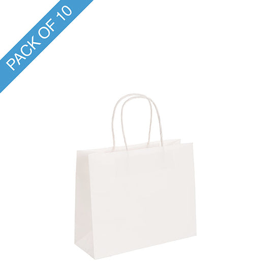 Kraft Paper Bag Boutique Med White Pk10 (220Wx80Gx180mmH)