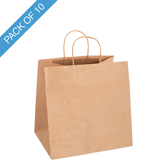 Kraft Paper Bag Takeaway Med Brown Pk10 (305Wx175Gx305mmH)