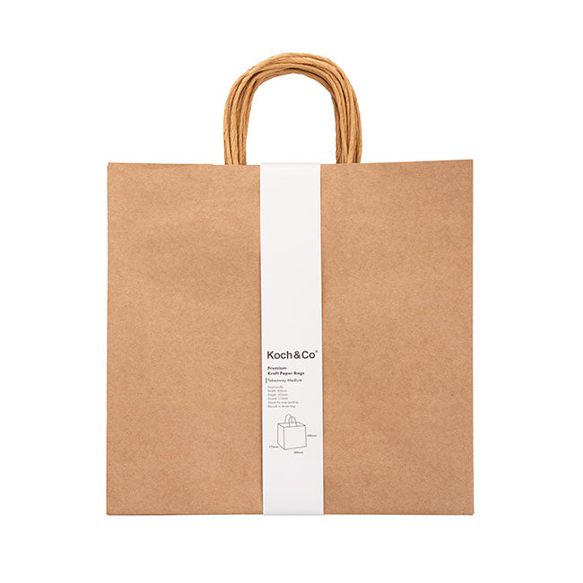 Kraft Paper Bag Takeaway Med Brown Pk10 (305Wx175Gx305mmH)