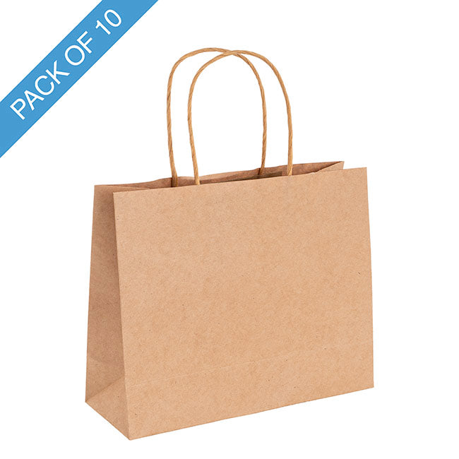 Kraft Paper Bag Boutique Jumbo Brown Pk10 (450Wx100Gx350mmH)