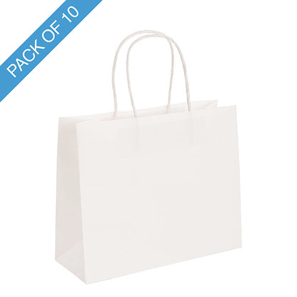 Kraft Paper Bag Boutique Jumbo White Pk10 (450Wx100Gx350mmH)