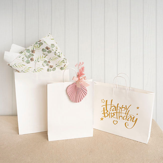 Kraft Paper Bag Boutique Jumbo White Pk10 (450Wx100Gx350mmH)