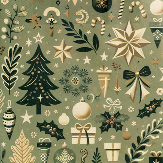 Kraft Paper Bag Small Holiday Grove Gr Pk10(180Wx85Gx215mmH)