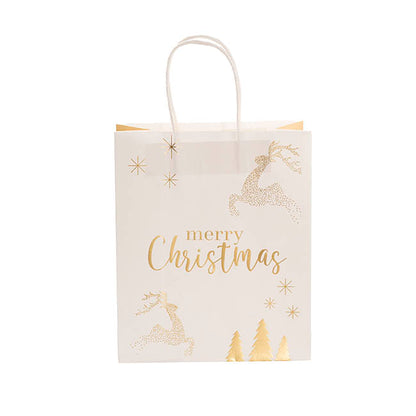Kraft Paper Bag Med Reindeer Gold Pk10 (205Wx110Gx275mmH)
