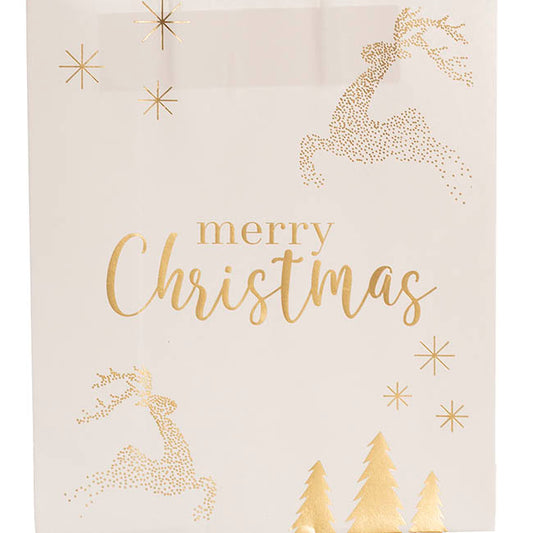 Kraft Paper Bag Med Reindeer Gold Pk10 (205Wx110Gx275mmH)