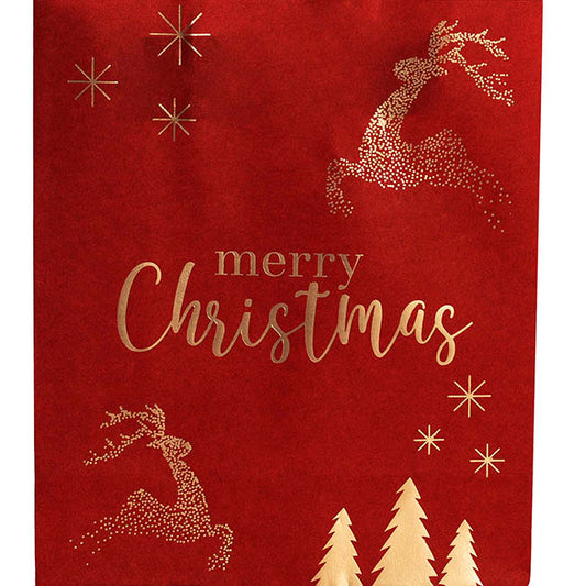 Kraft Paper Bag Med Reindeer Red Pk10 (205Wx110Gx275mmH)
