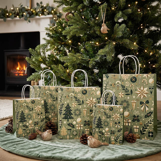 Kraft Paper Bag Lge Holiday Grove Gr Pk10 (240Wx120Gx355mmH)