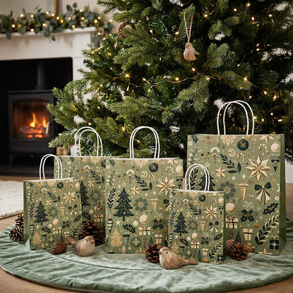 Kraft Paper Bag Lge Holiday Grove Gr Pk10 (240Wx120Gx355mmH)