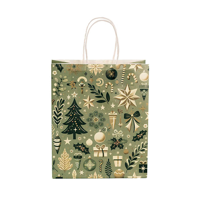 Kraft Paper Bag Lge Holiday Grove Gr Pk10 (240Wx120Gx355mmH)