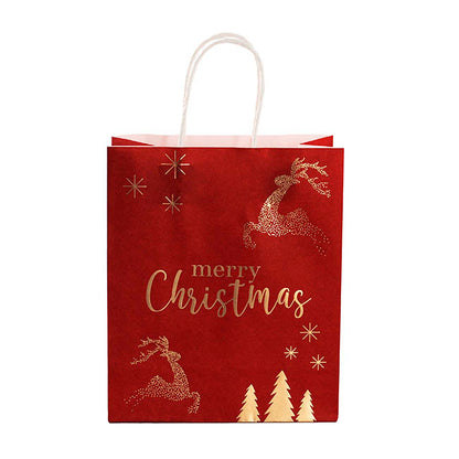 Kraft Paper Bag Lge Reindeer Red Pk10 (240Wx120Gx355mmH)