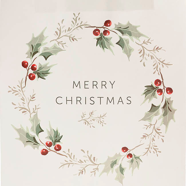 Kraft Paper Bag Lge XmasWreath White Pk10 (240Wx120Gx355mmH)