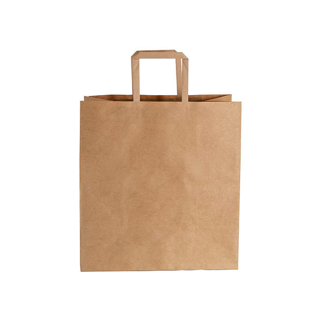 Kraft Bag Grocery Flat Handle Brown Pk10 (320Wx175Gx340mmH)