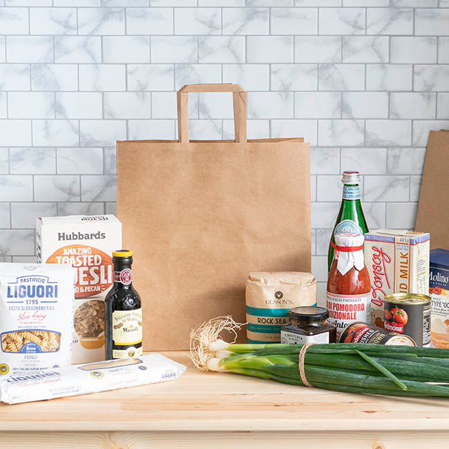 Kraft Bag Grocery Flat Handle Brown Pk10 (320Wx175Gx340mmH)