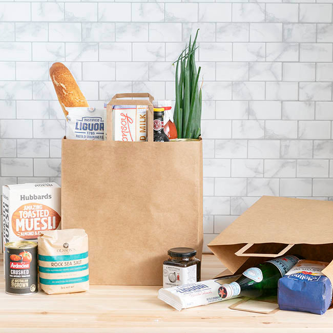 Kraft Bag Grocery Flat Handle Brown Pk10 (320Wx175Gx340mmH)