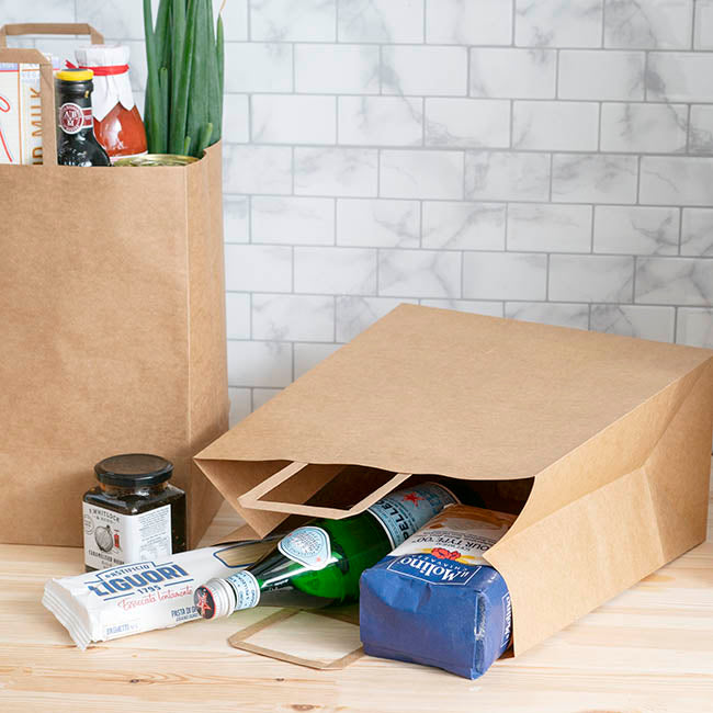 Kraft Bag Grocery Flat Handle Brown Pk10 (320Wx175Gx340mmH)