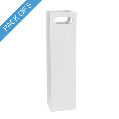 Wine Bag Single Bottle Kraft Pack 5 White (11Wx9Gx42cmH)