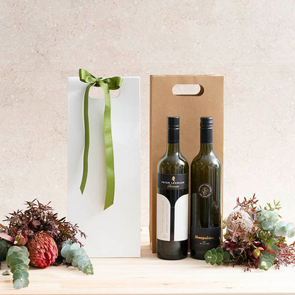 Two Bottle Kraft Wine Bag Pack 5 Brown (17Wx9Gx42cmH)