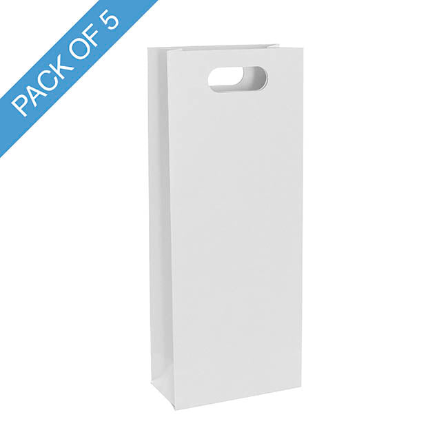 Two Bottle Kraft Wine Bag Pack 5 White (17Wx9Gx42cmH)