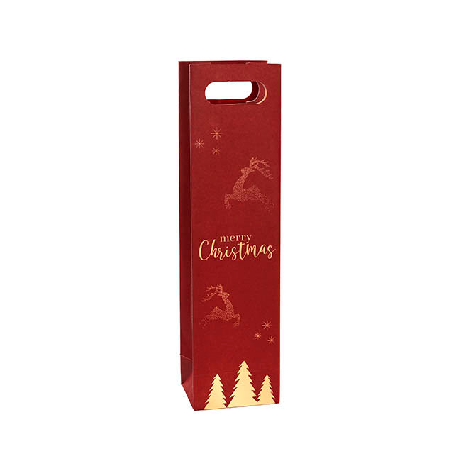Wine Bag Single Bottle Reindeer Red Pack 5 (11Wx9Gx42cmH)