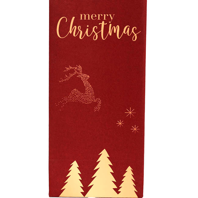 Wine Bag Single Bottle Reindeer Red Pack 5 (11Wx9Gx42cmH)