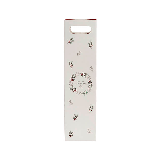 Wine Bag Single Bottle Xmas Wreath White Pk5 (11Wx9Gx42cmH)