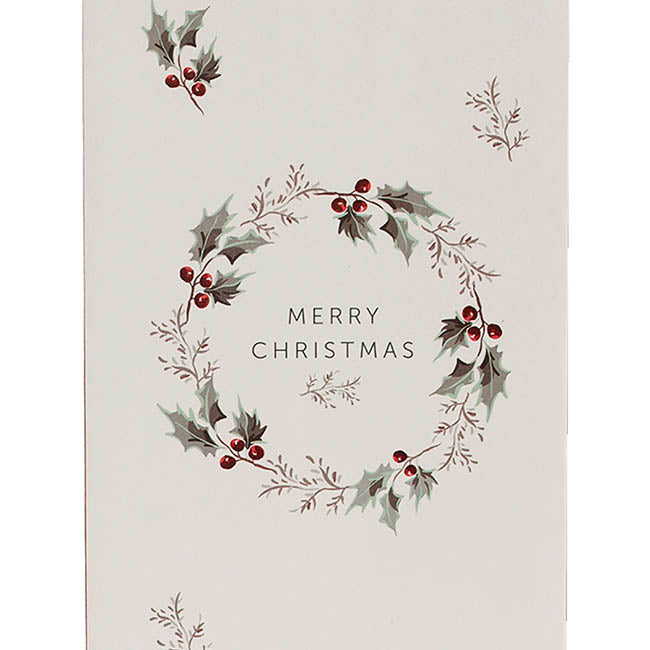 Wine Bag Single Bottle Xmas Wreath White Pk5 (11Wx9Gx42cmH)