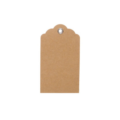 Hanging Gift Tags Scallop Kraft Brown Pack 20 (5x9cmH)