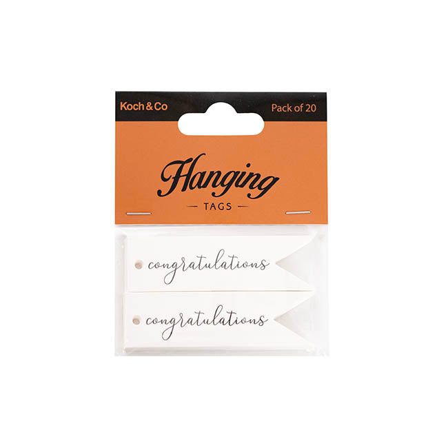 Hanging Gift Tags Congratulations Flag White Pk20 (7Lx2W)cm)