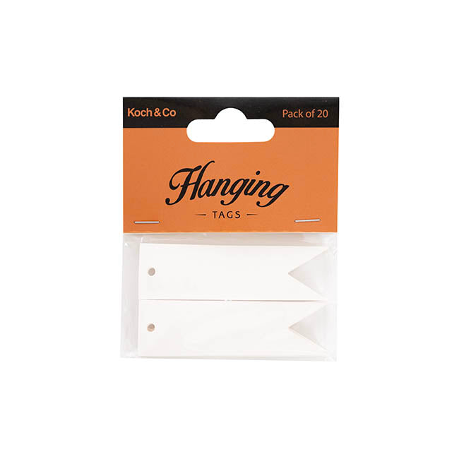 Hanging Gift Tags Blank Flag White Pack 20 (7Lx2W)cm)